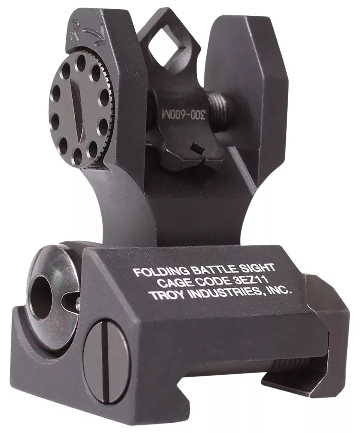 Troy Ind SSIGDOARFBT00 Rear Folding BatteleSight DiopticBlack Hardcoat Anodized for AR-15