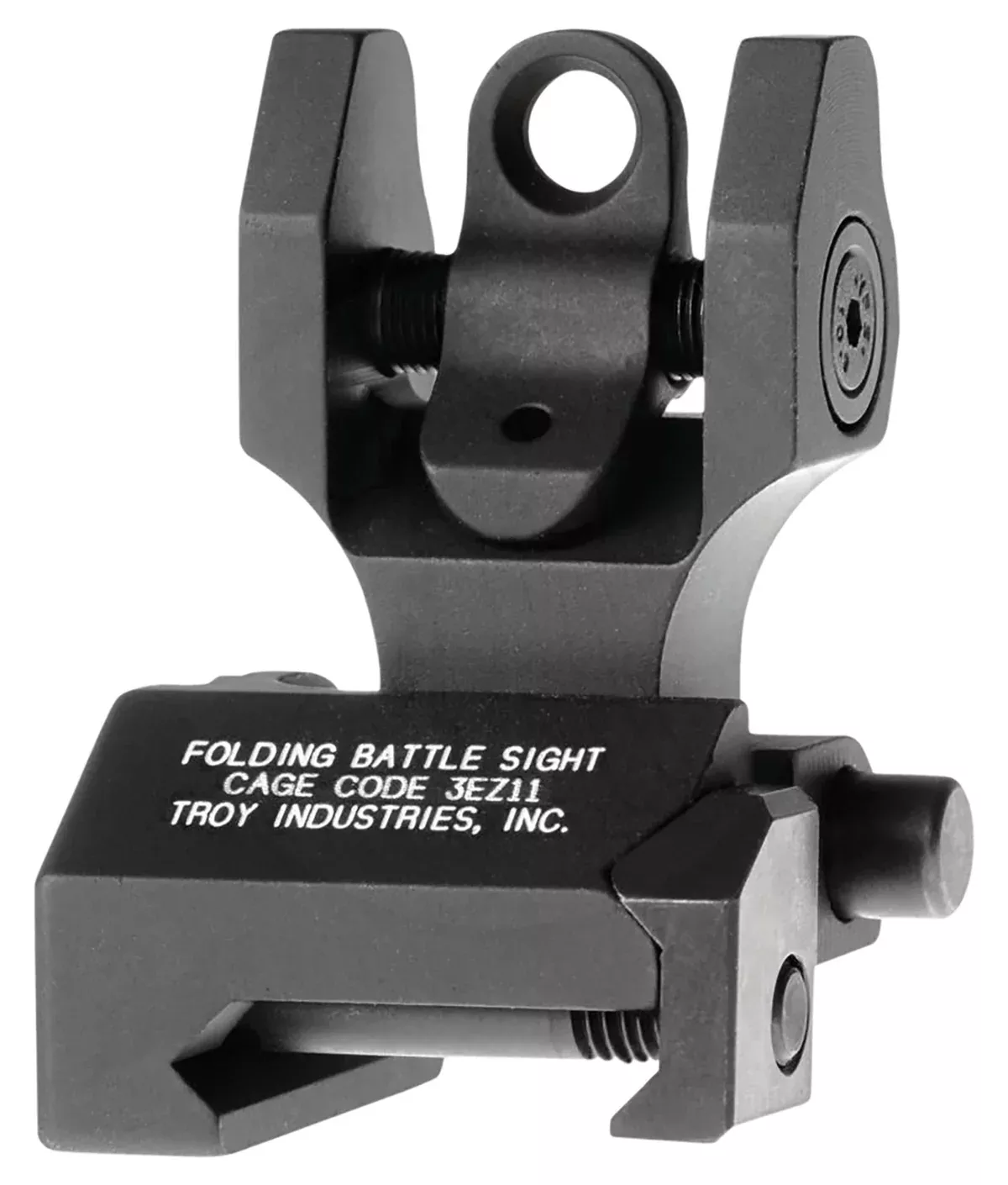 Troy Ind SSIGFBSROBT00 Rear Folding BattleSight RoundBlack Hardcoat Anodized for AR-15