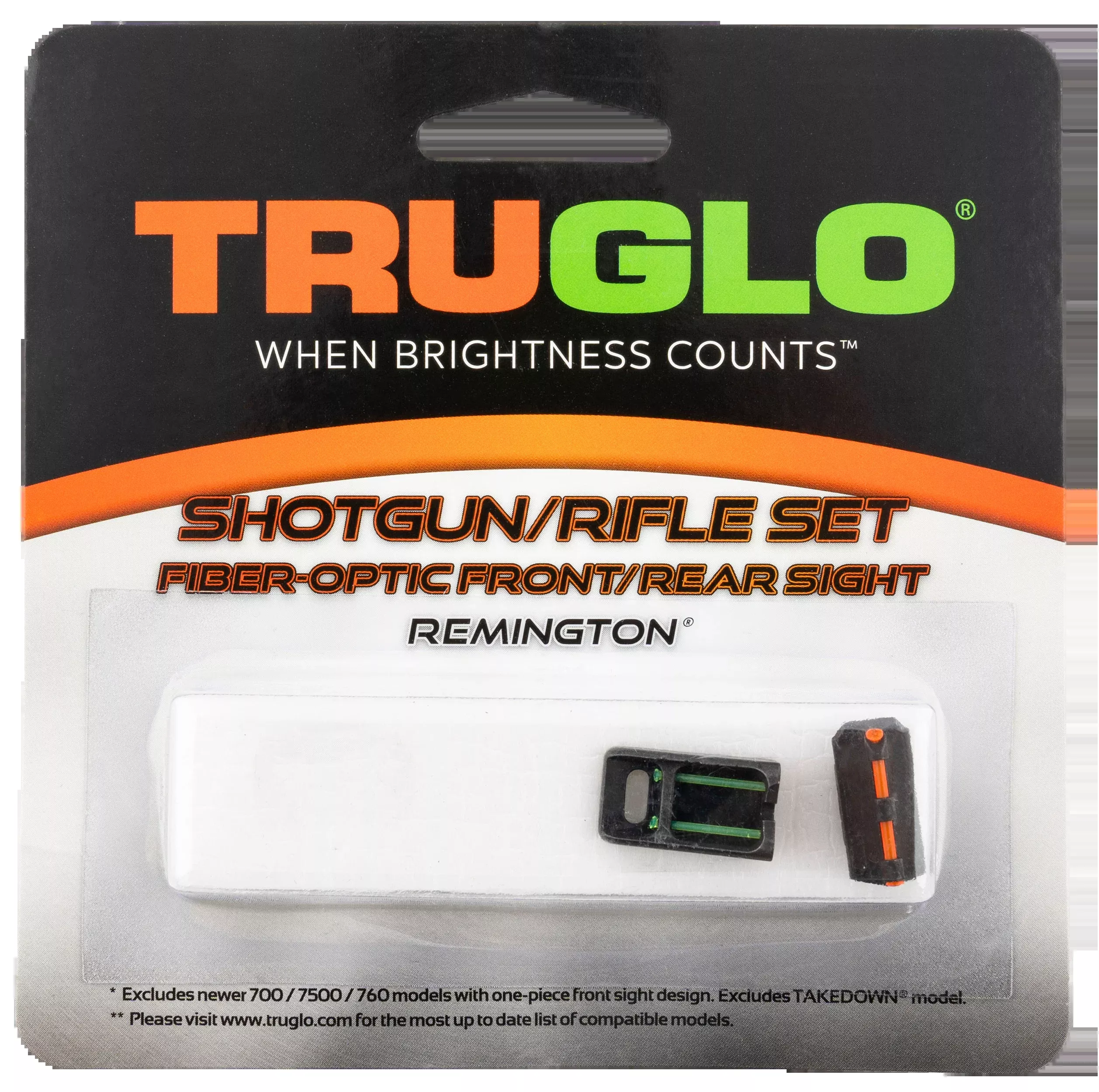 TruGlo TG110W Fiber-Optic Sights for Remington Shotgun/Rifle - Red Front, Green Rear - CNC Steel