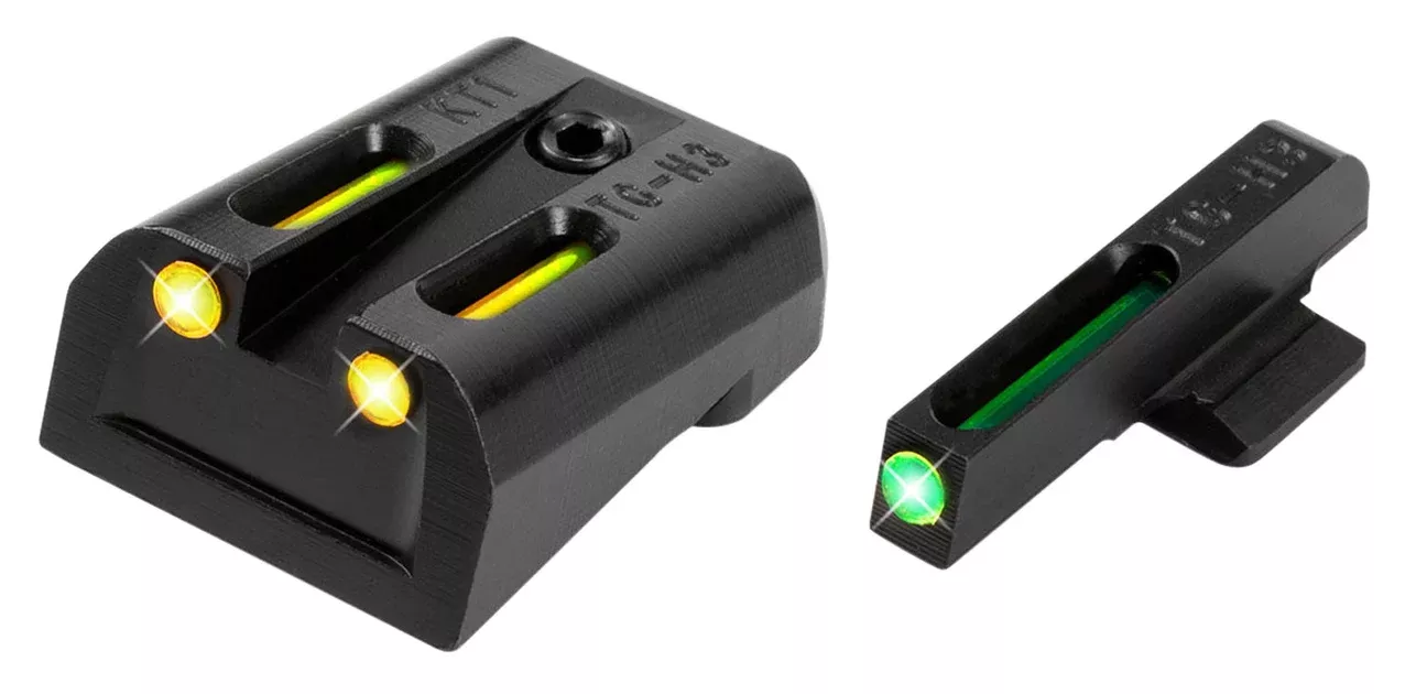 TruGlo TG131KTY TFOGreen/Tritium/Fiber Optic Front Sight-Yellow/Tritium/Fiber Optic Rear Sight Kimber 1911
