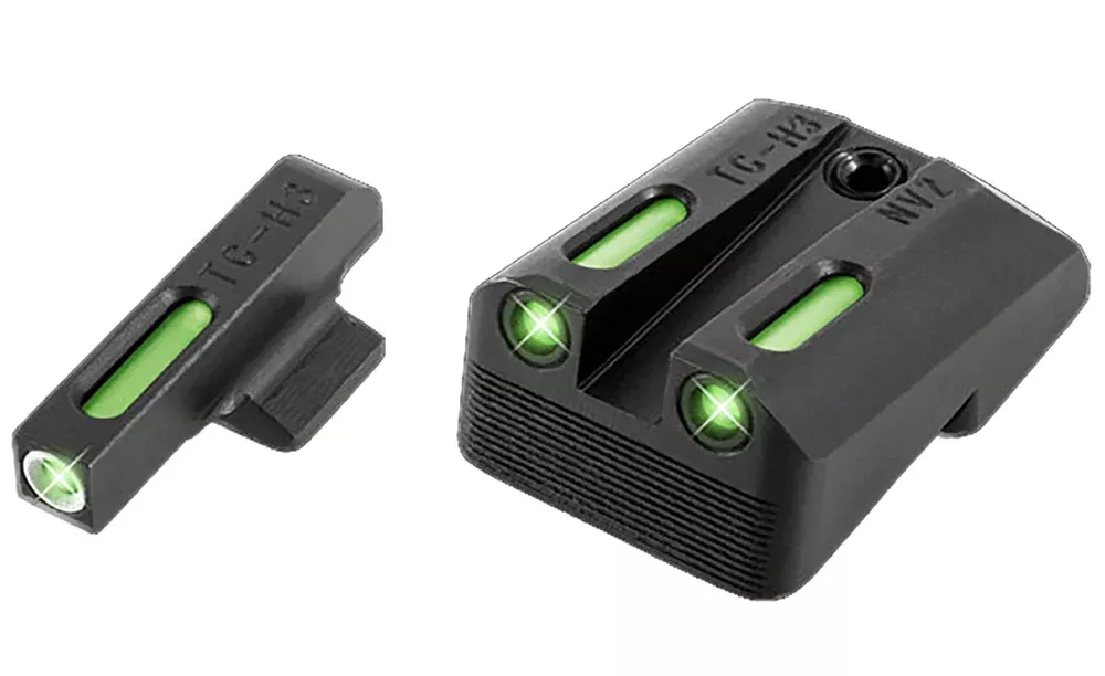 TruGlo TG13NV2A TFXBlack | Green Tritium & Fiber Optic White Outline Front Sight Green Tritium & Fiber Optic Rear Sight