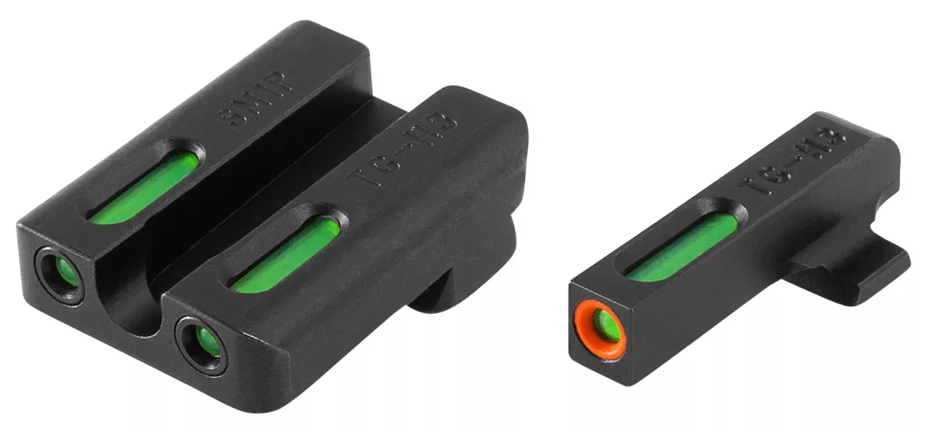TruGlo TG13SM1PC TFX ProBlack | Green Tritium & Fiber Optic Orange Outline Front Sight Green Tritium & Fiber Optic Rear Sight