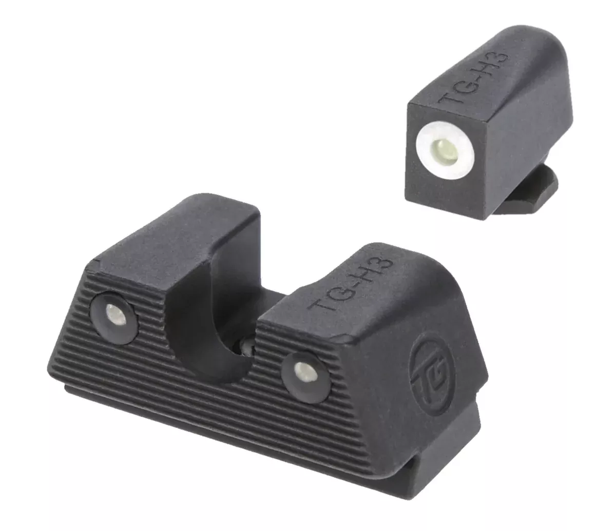TruGlo TGTG231G1XW Tritium XLow, White Outline Tritium Front/ Green Tritium Rear/Black Nitride Fortress Frame, Compatible w/Most Glock Except MOS, Front Post/Rear Dovetail Mount