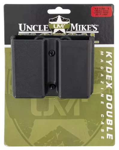Uncle Mikes 51361 Kydex Double Mag Case Black Kydex Belt Clip 9mm Luger 40 S&W Belts 1.75" Wide