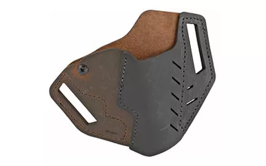 Versacarry Revolver OWB Belt Holster - Fits S&W J-Frame and Ruger LCR, Black and Distressed Brown Color, Water Buffalo Leather, w/ Tension Adjustment, Right Hand