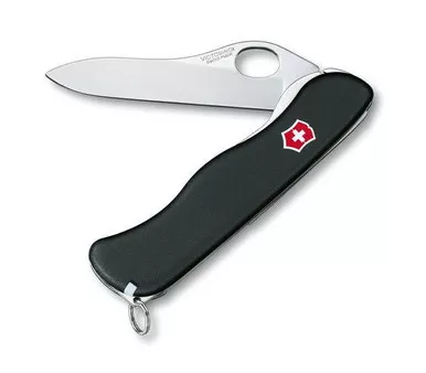 Victorinox Swiss Army Sentinel Clip -Black - One Hand Opening Non-Serrated Blade, Tweezers and Toothpick