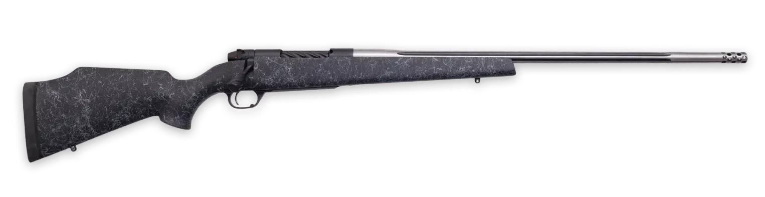 Weatherby MAM01N25CMR4B Mark V Accumark Full Size 25 Creedmoor 4+1 22" + 2" Spun Stainless Fluted Threaded Barrel, Stainless Steel Drilled & Tapped Receiver, Matte Black w/Spiderweb Monte Carlo Synthe