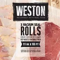 WestonVacuum Sealer Bags, 11 In X 18 Ft Roll 3- Pack