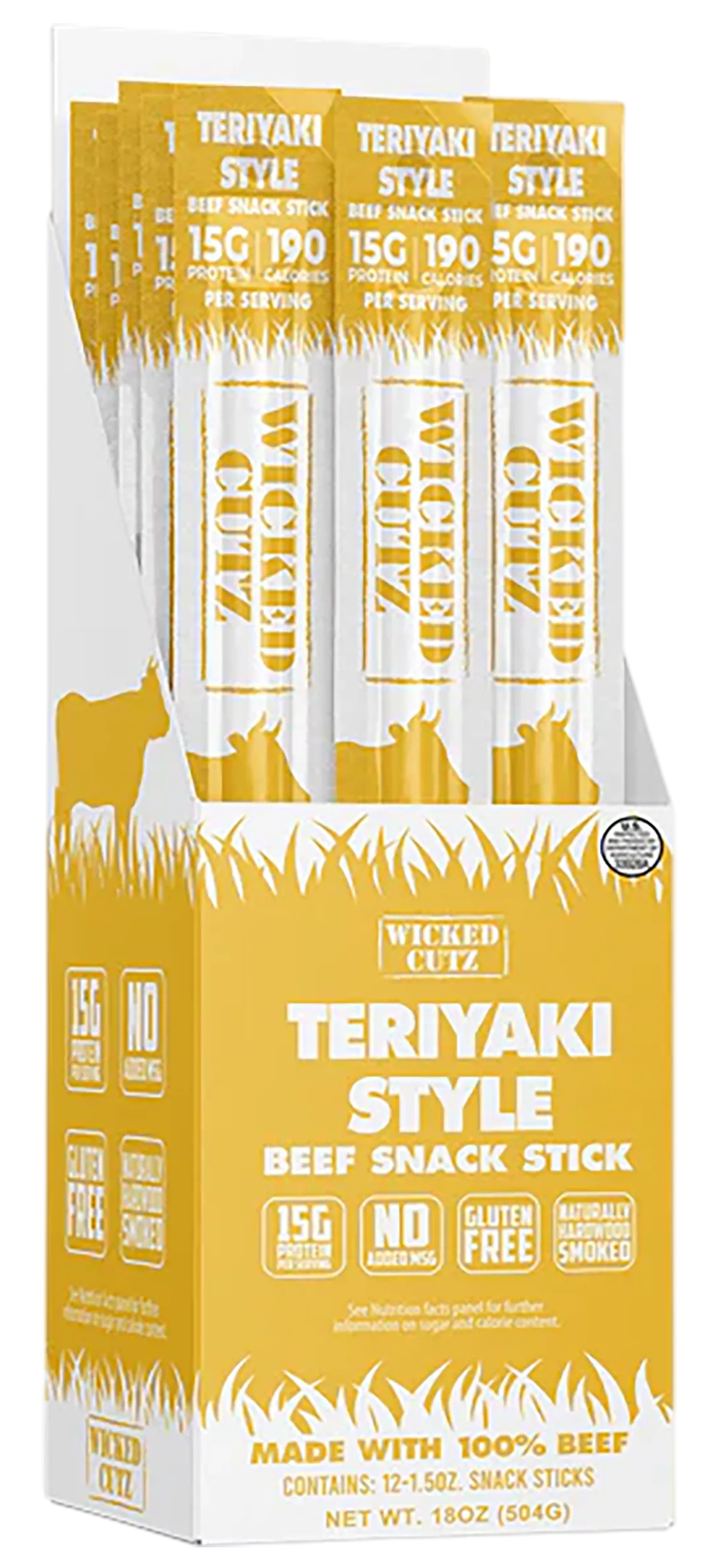 Wicked Cutz WCBS12TY Teriyaki Beef Sticks 12 Pack