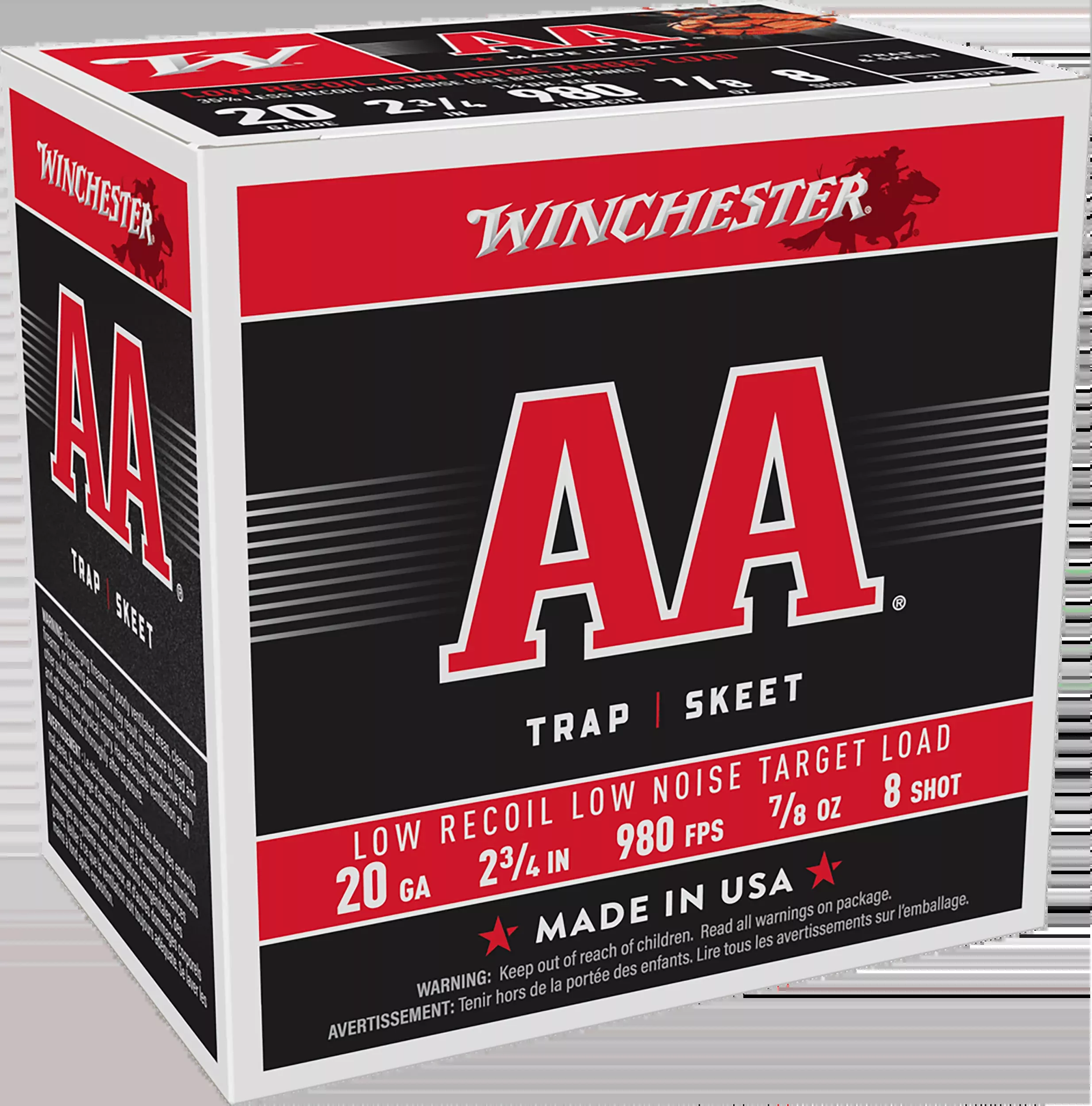 Winchester Ammo AA Low Recoil 20 Gauge 2.75" 7/8 oz #8 Shot 25 Rd - Box or Case