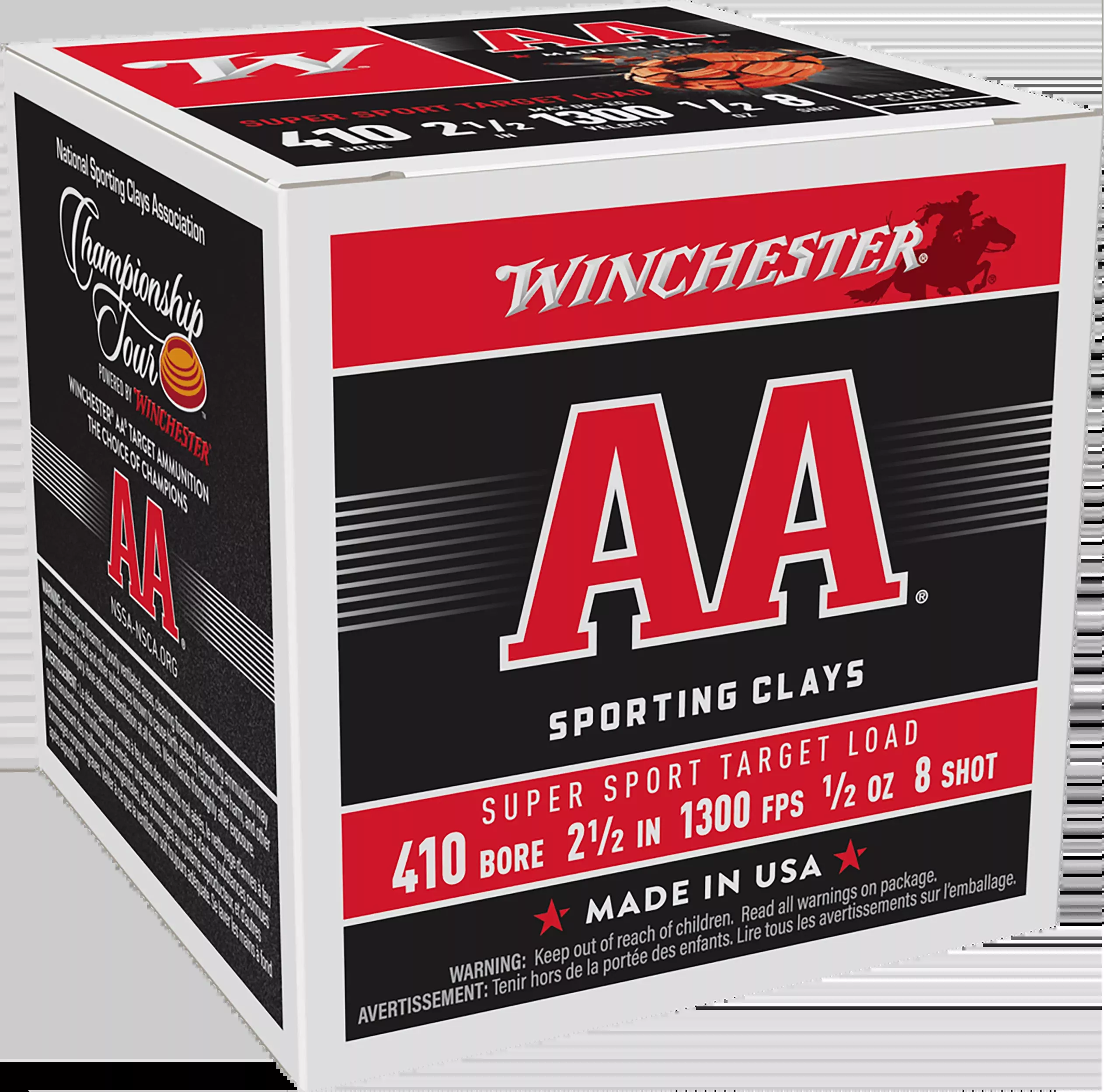 Winchester Ammo AA Super Sport Sporting Clay 410 Bore 2.5" 1/2 oz #8 Shot 25 Rd - Box or Case
