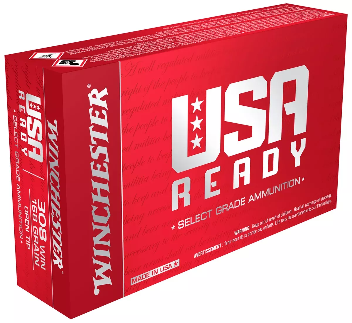 Winchester Ammo RED308 USA Ready308Win 168gr Open Tip Range 20 Per Box/10 Case