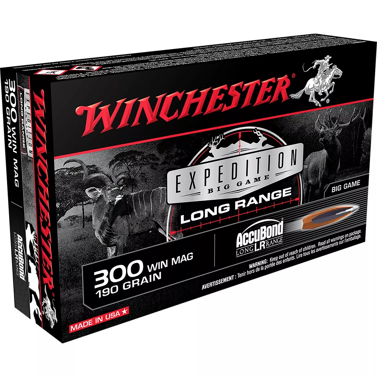 Winchester Ammo S300LR Expedition Big Game Long Range 300 Win Mag 190 gr AccuBond Long Range 20 Bx