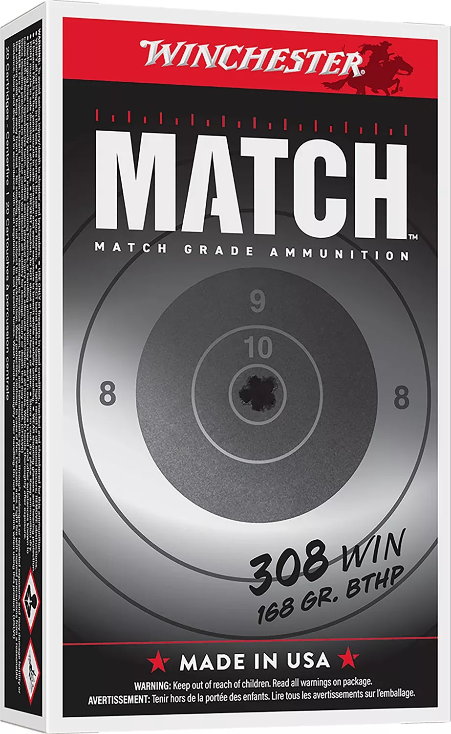 Winchester Ammo S308M Match308Win 168gr Sierra MatchKing BTHP 20 Per Box/10 Case