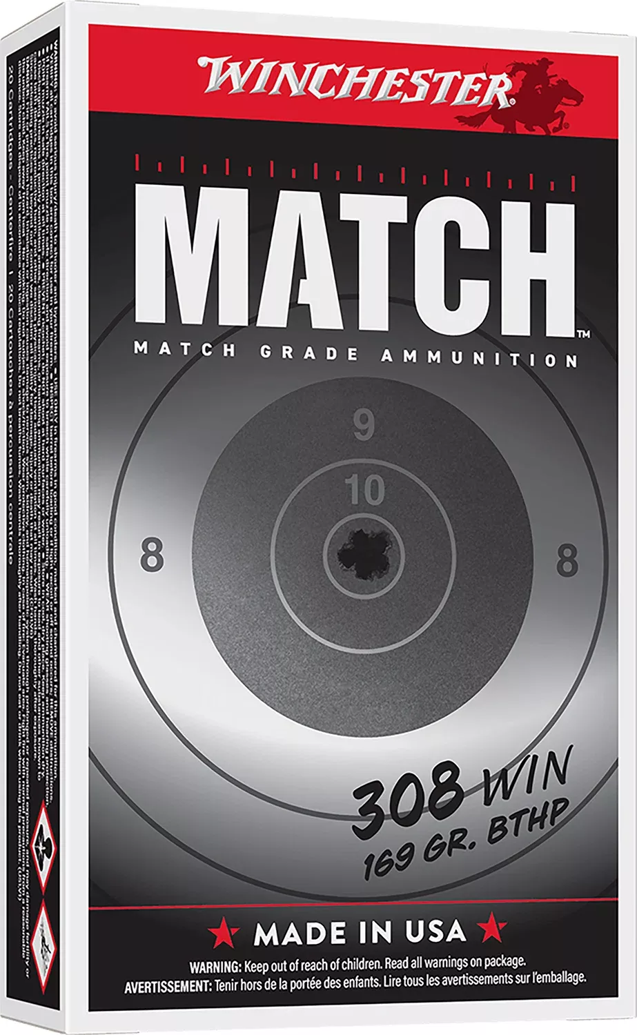 Winchester Ammo S308M2 Match Elite Marksman 308Win 169gr Sierra MatchKing BTHP 20 Per Box/10 Case