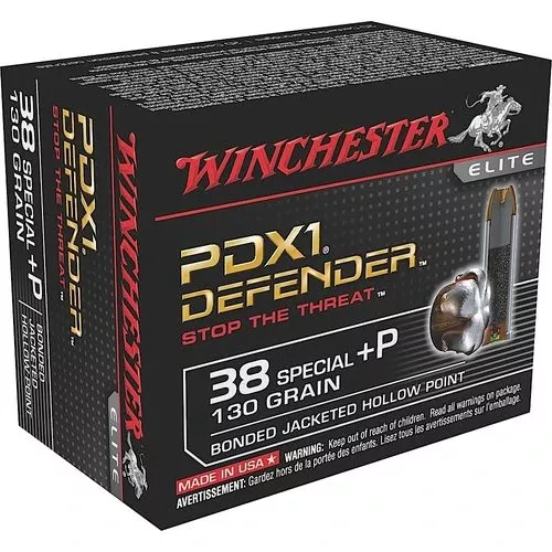 Winchester Ammo S38PDB Defender38 Special +P 130 gr Bonded Jacket Hollow Point 20 Bx/ 10 Cs