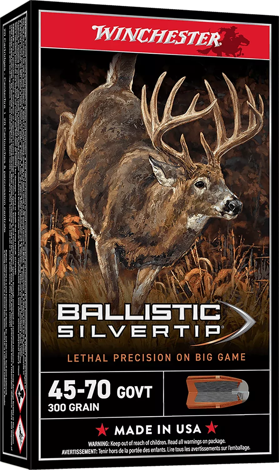 Winchester Ammo SBST4570 Ballistic Silvertip45-70Gov 300gr Rapid Controlled Expansion Polymer Tip 20 Per Box/10 Case