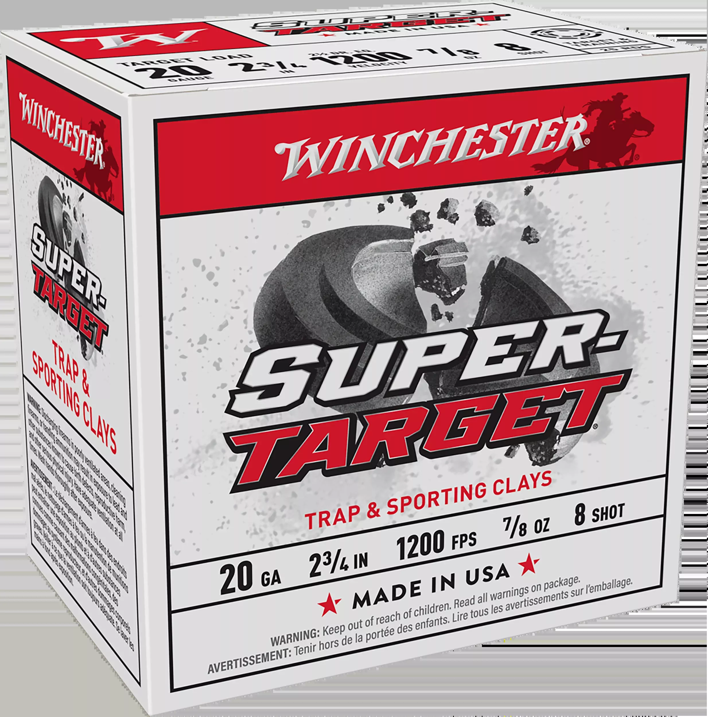 Winchester Ammo Super-Target Heavy 20 Gauge 2.75" 7/8oz #8 Shot 25 Rd - Box or Case