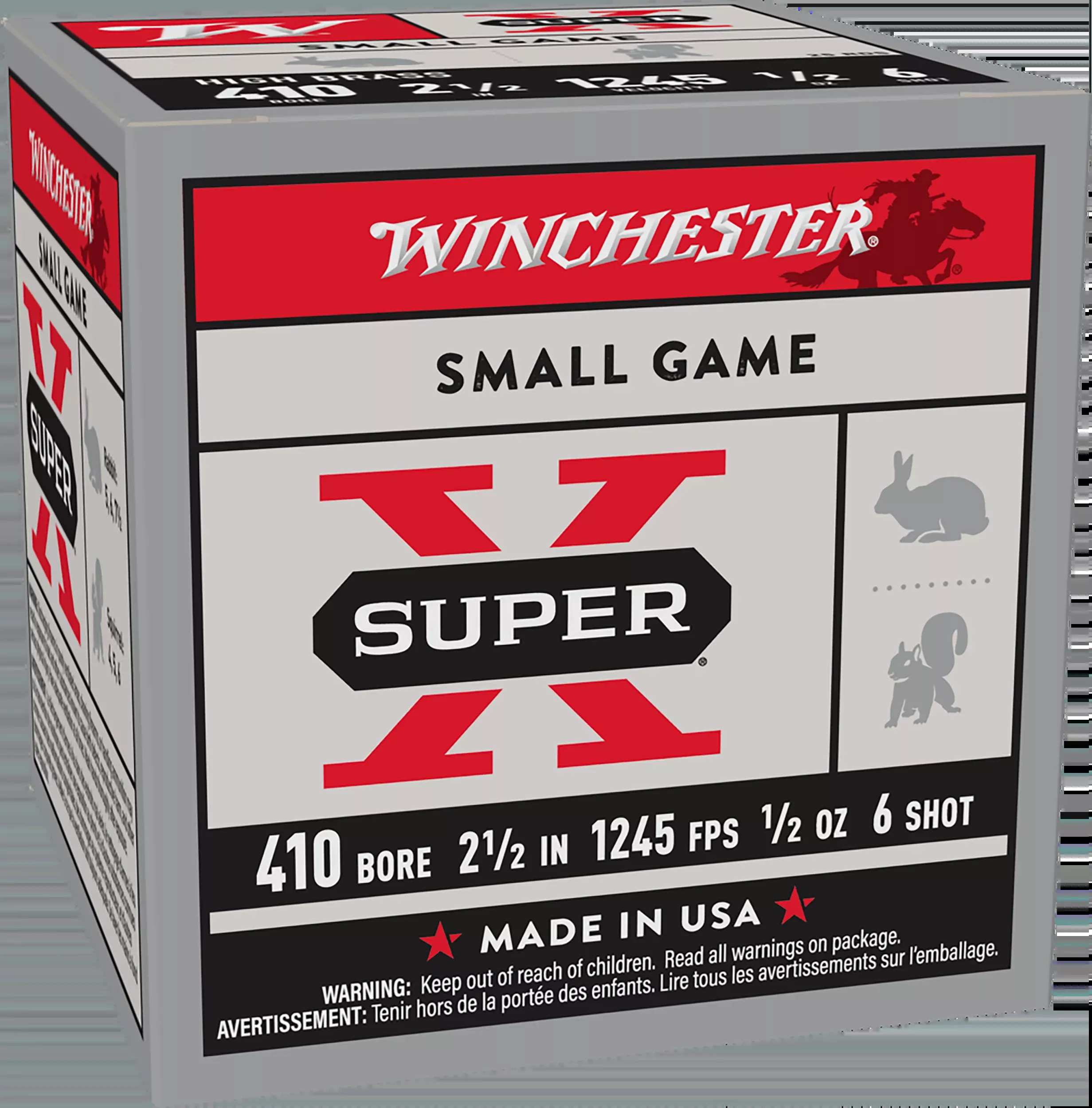 Winchester Ammo Super X Heavy Game Load 410 Bore 2.5" 1/2 oz #6 Shot 25 Rd - Box or Case