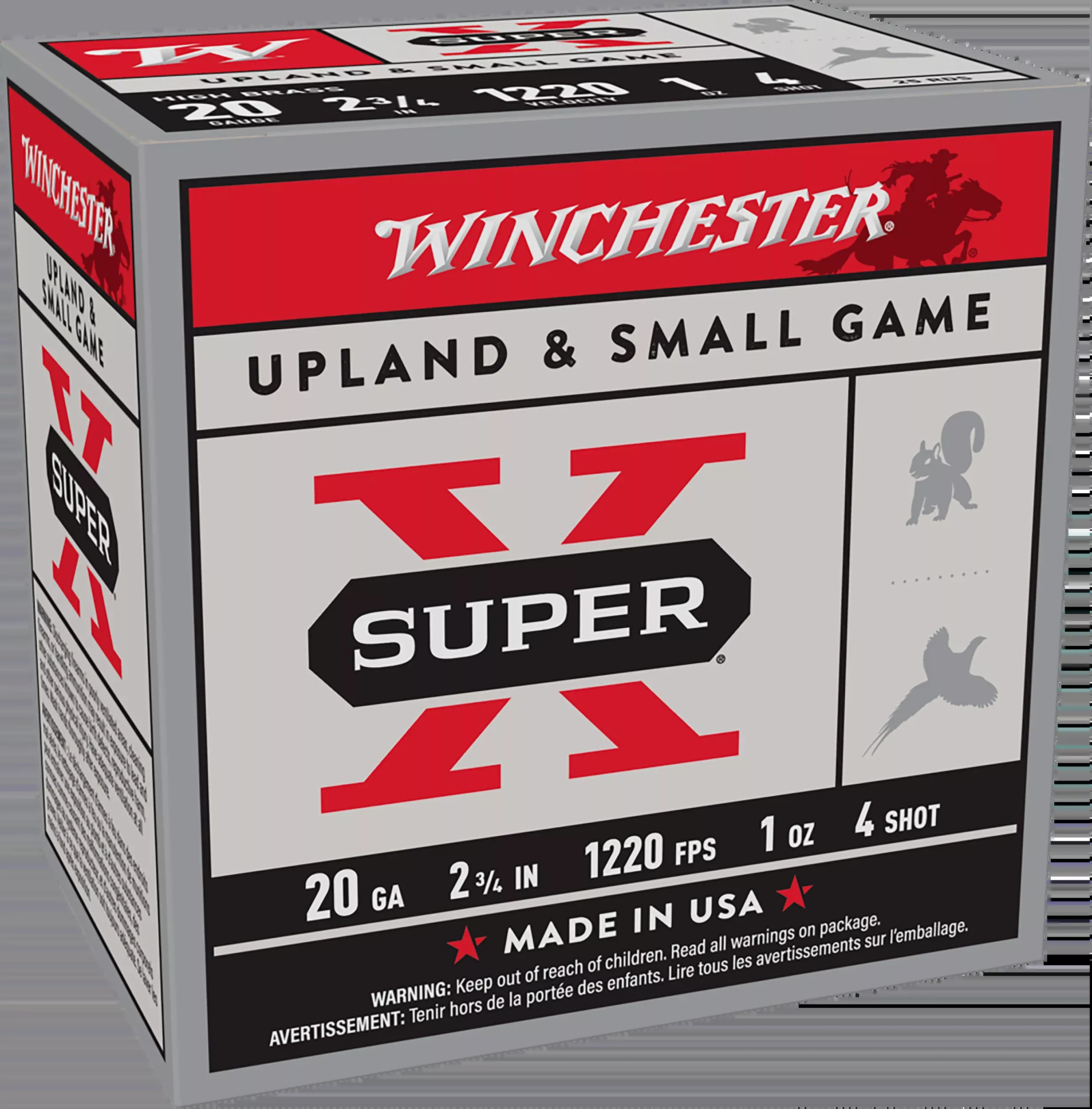 Winchester Ammo Super-X Heavy Game Load High Brass 20 Gauge 2.75" 1 oz #4 Shot - Box or Case