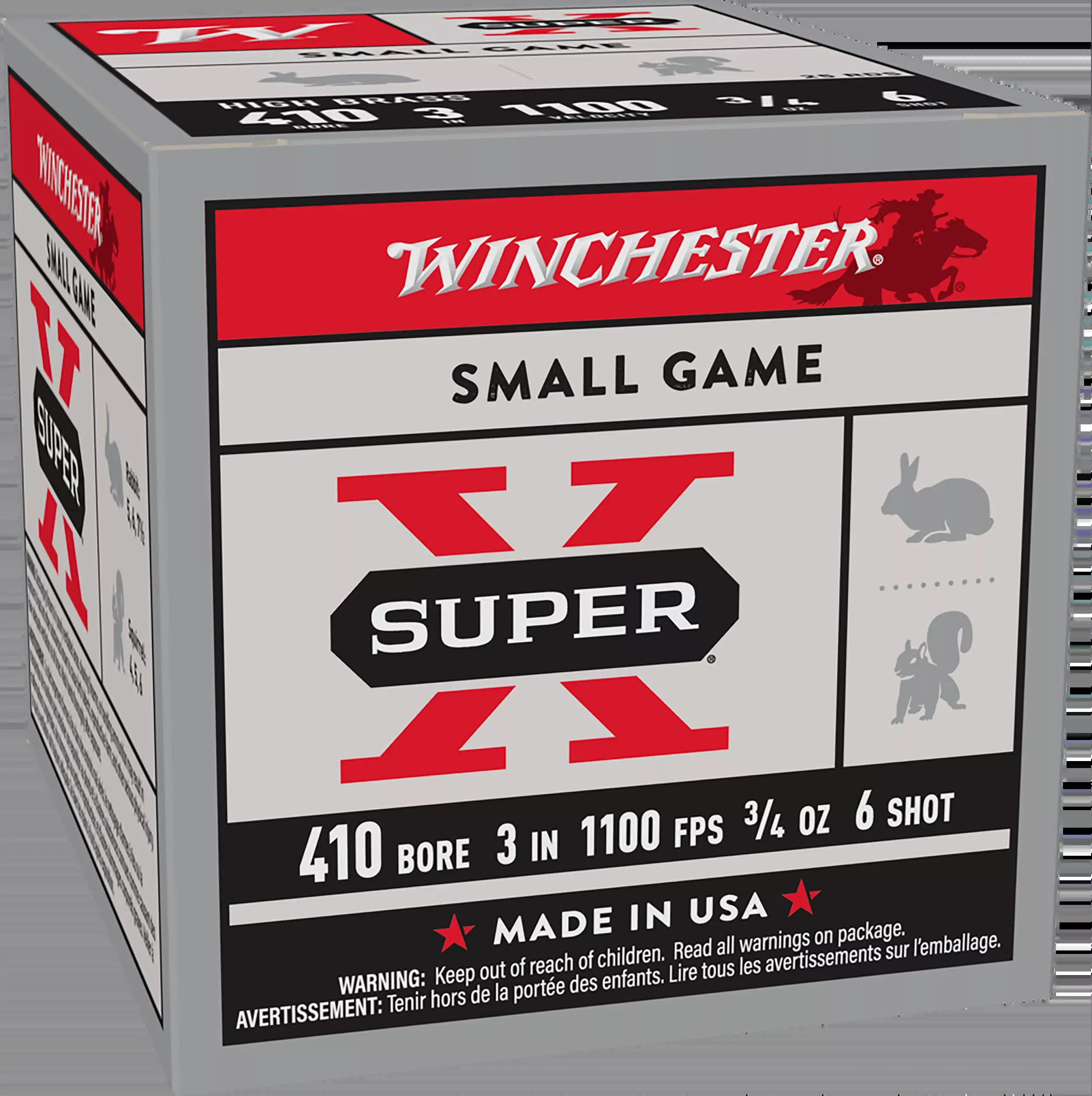 Winchester Ammo Super X High Brass 410 Bore 3" 3/4 oz #6 Shot 25 Rd - Box or Case