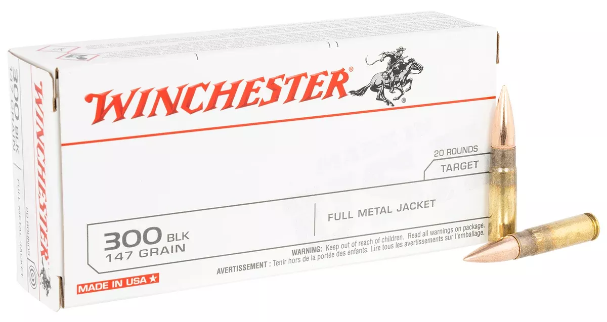 Winchester Ammo USA300B147 USA300Blackout 147gr Full Metal Jacket Open Tip 20 Per Box/10 Case
