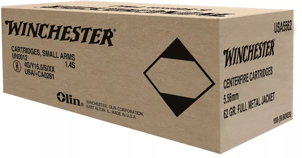 Winchester Ammo USA5562 USA5.56x45mm NATO 62 gr Full Metal Jacket (FMJ) 20 Bx/50 Cs