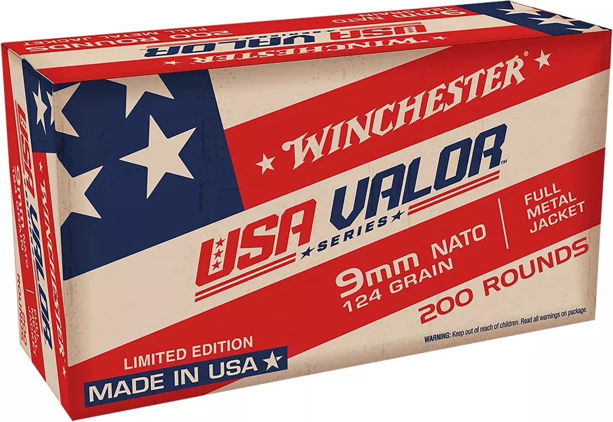 Winchester Ammo USA9NATOW USA Valor9mm NATO 124 gr Full Metal Jacket (FMJ) 200 Bx/5 Cs
