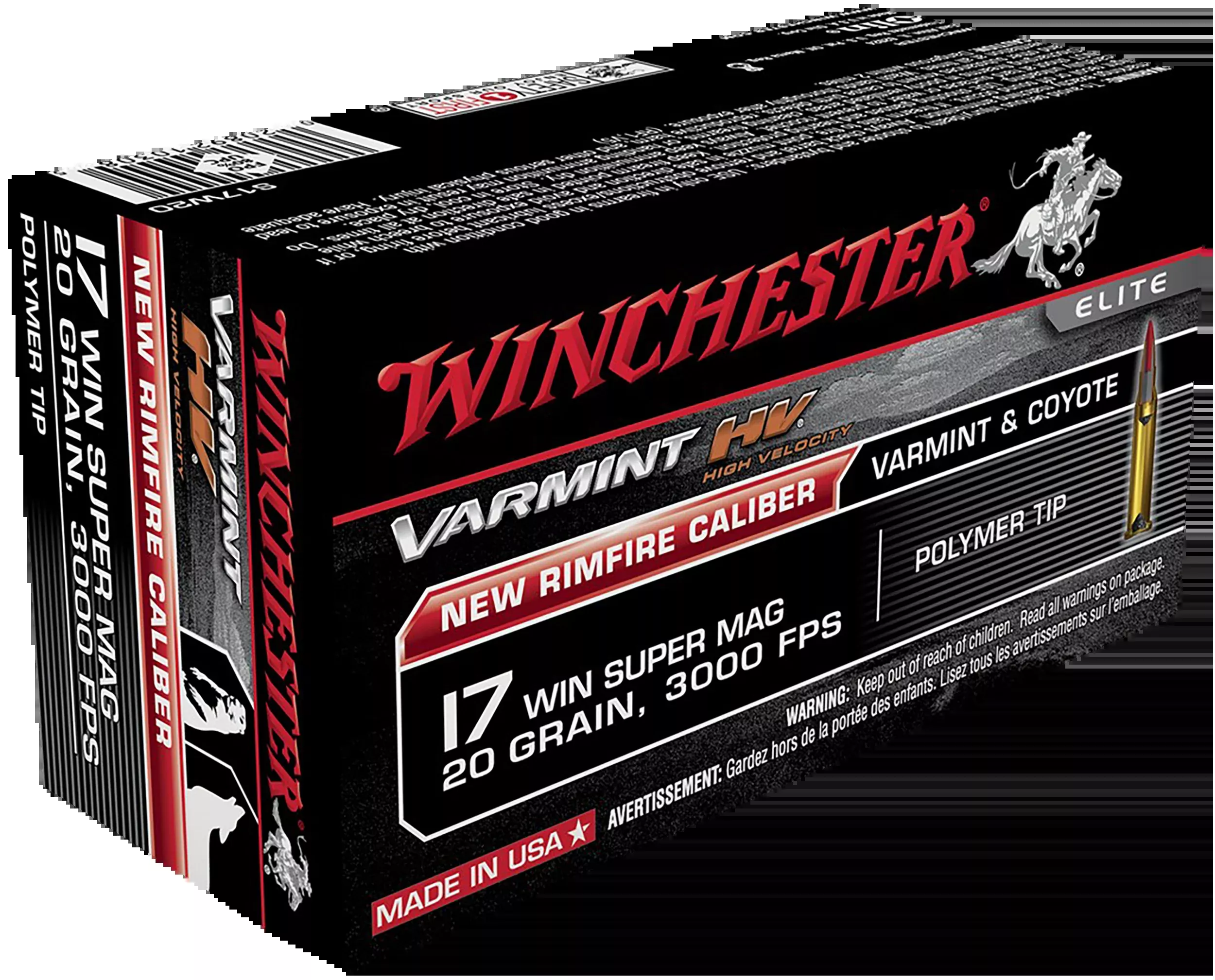 Winchester Ammo Varmint HV 17 WSM 20gr Polymer Tip 50 Rd - Box or Case