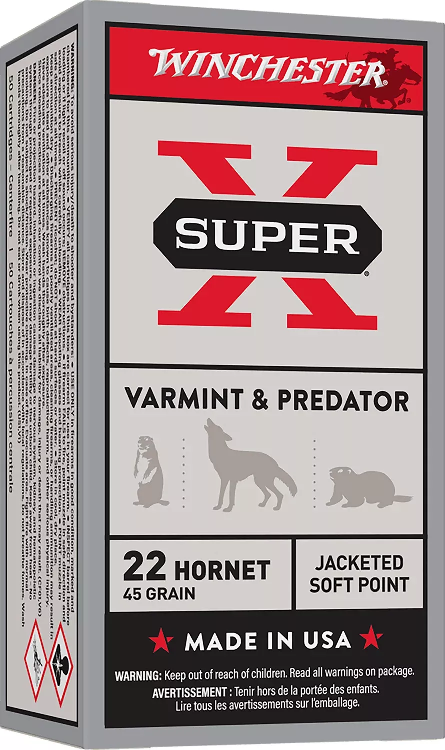 Winchester Ammo X22H2 Super X22Hornet 46gr Jacketed Hollow Point 50 Per Box/10 Case
