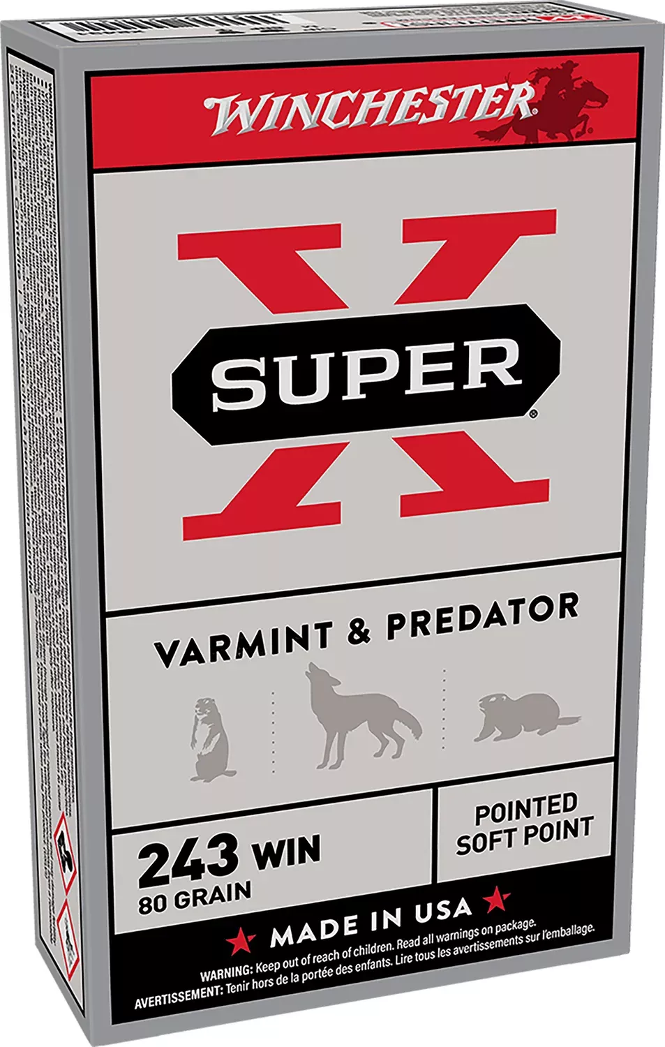 Winchester Ammo X2431 Super X243Win 80gr Jacketed Soft Point 20 Per Box/10 Case