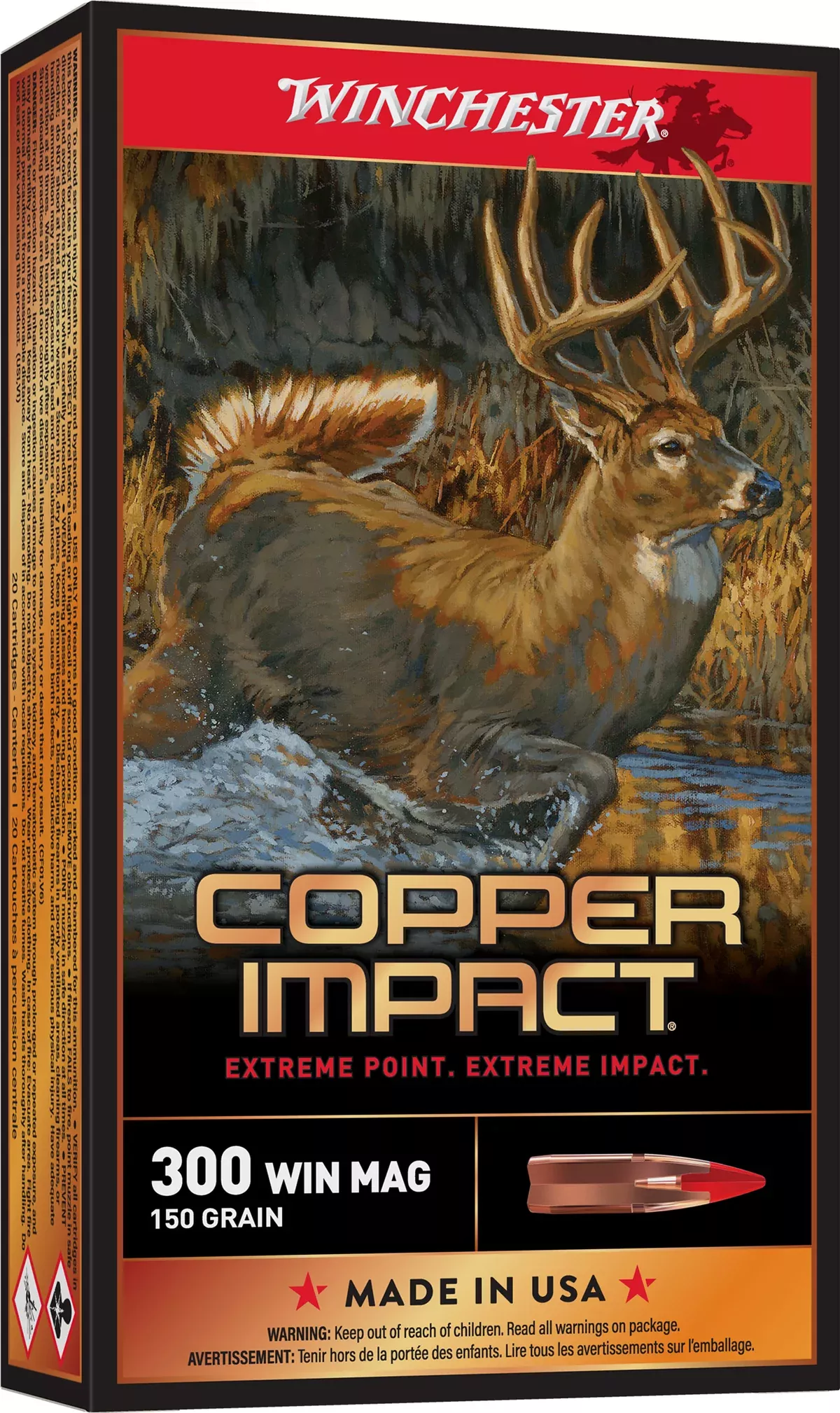 Winchester Ammo X300CLF Copper Impact300WinMag 150gr Copper Extreme Point Lead Free 20 Per Box/10 Case