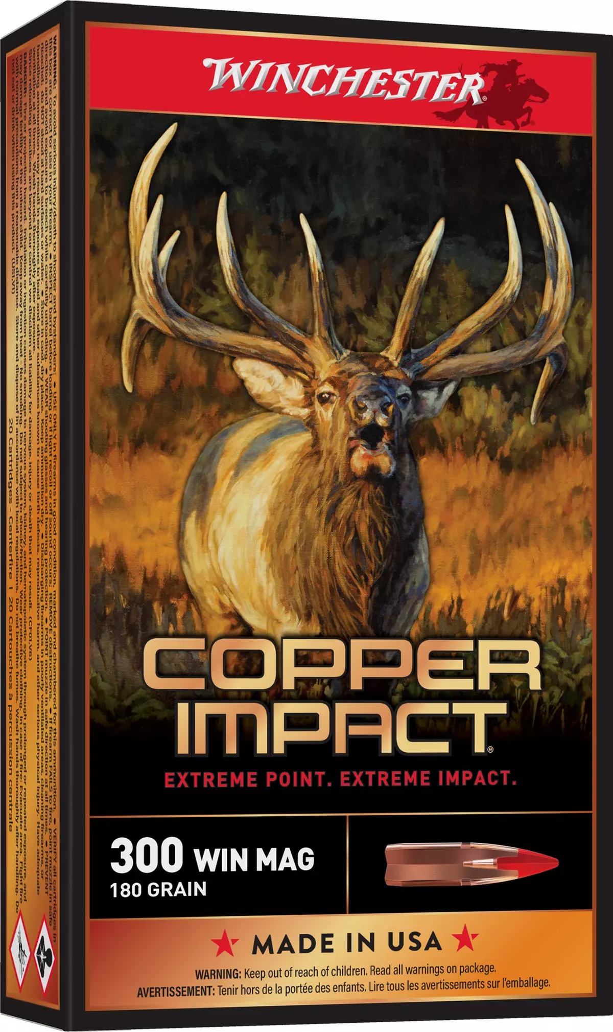 Winchester Ammo X300CLF2 Copper Impact300WinMag 180gr Copper Extreme Point Lead Free 20 Per Box/10 Case