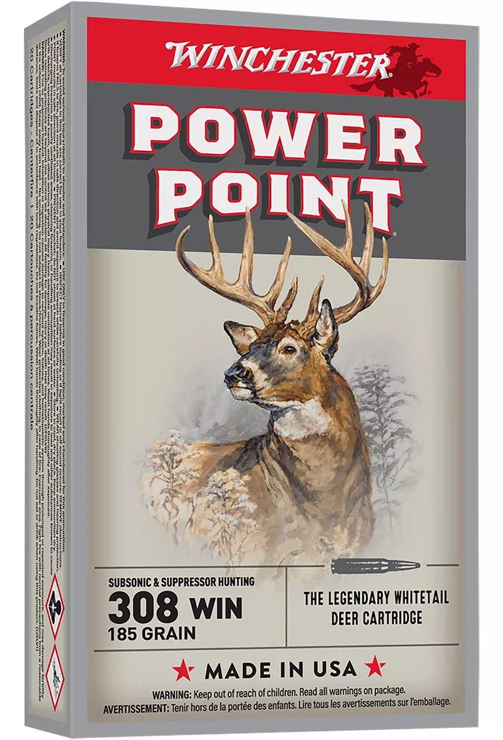 Winchester Ammo X308SUBX Power-Point308Win 185gr 20 Per Box/10 Case