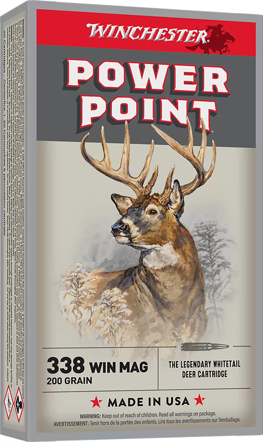 Winchester Ammo X3381 Power-Point338WinMag 200gr 20 Per Box/10 Case