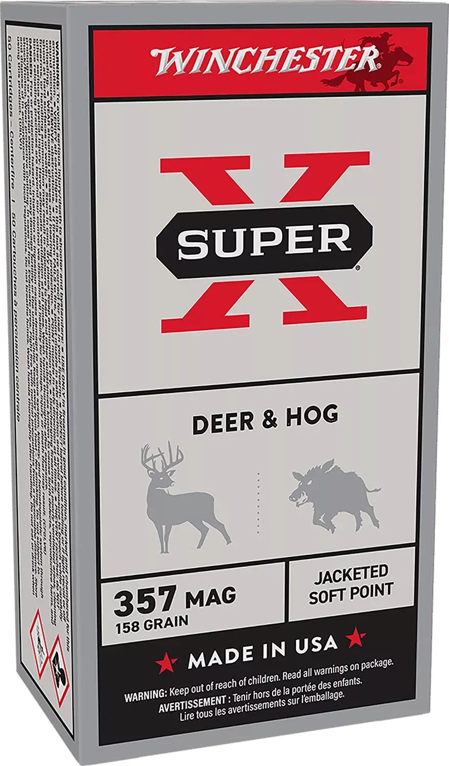 Winchester Ammo X3575P Super X357Mag 158gr Jacketed Soft Point 50 Per Box/10 Case