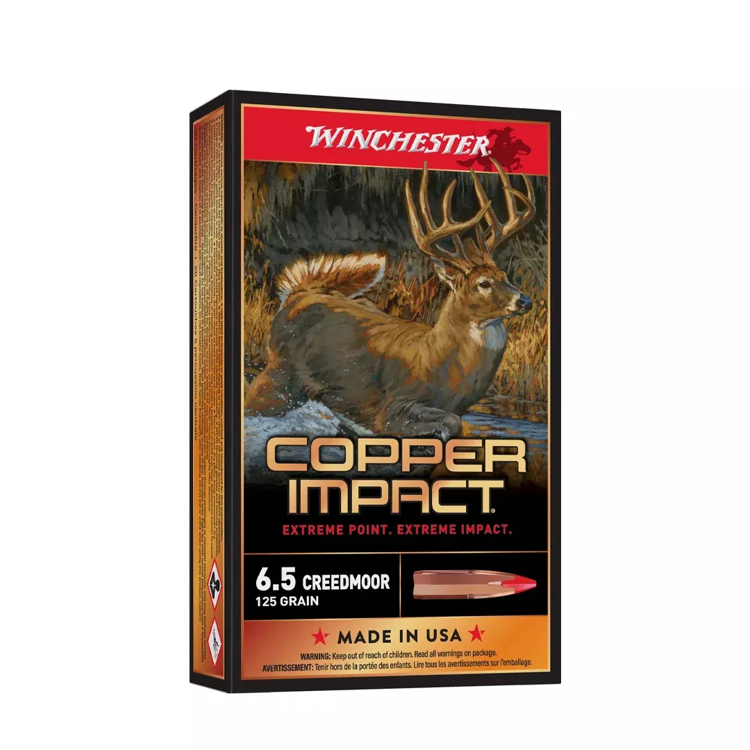 Winchester Ammo X65CLF Copper Impact6.5Creedmoor 125gr Copper Extreme Point Lead Free 20 Per Box/10 Case