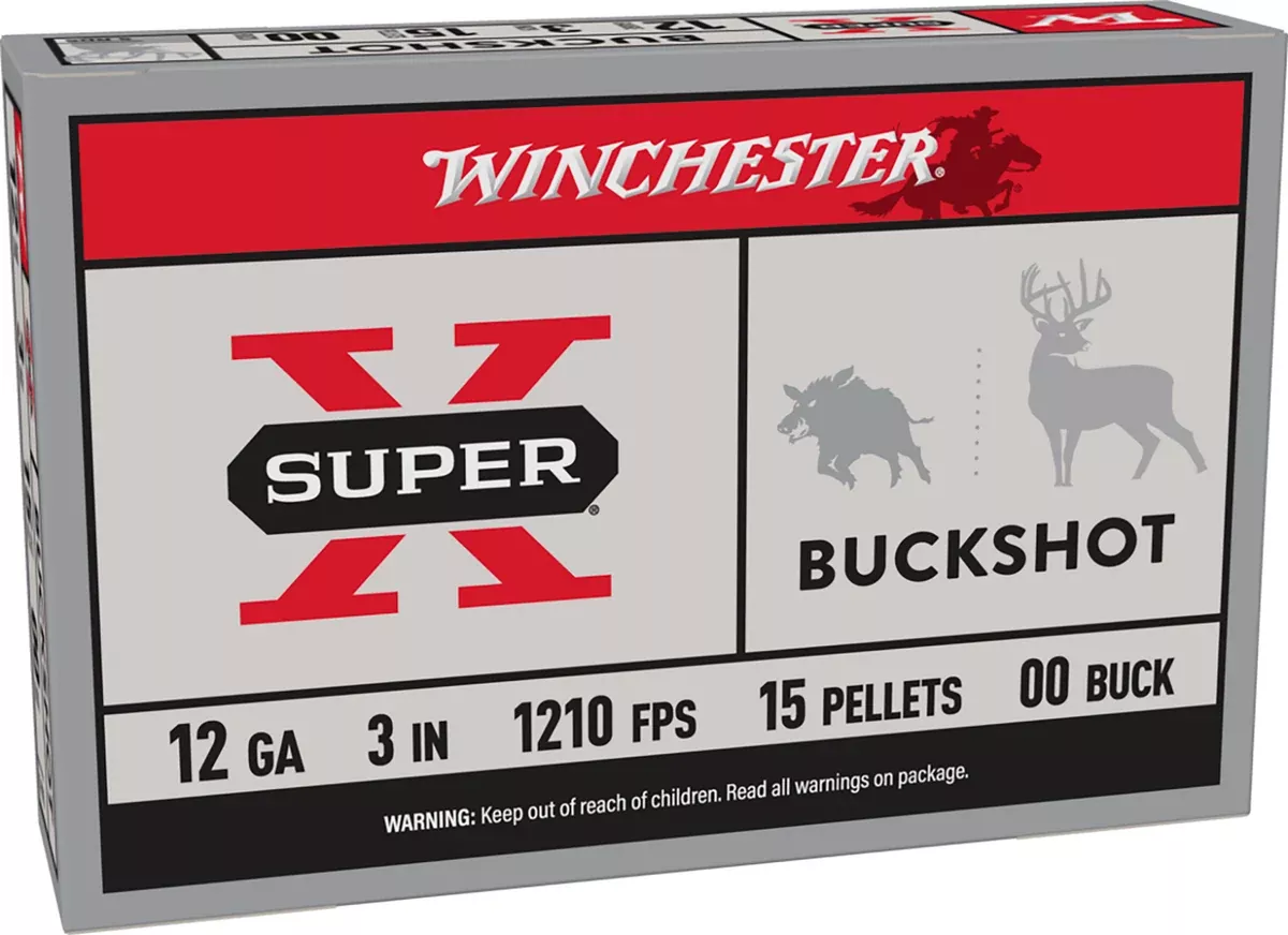 Winchester Ammo XB12300 Super X12Gauge 3" 15Pellets 00Buck Shot 5 Per Box/50 Case