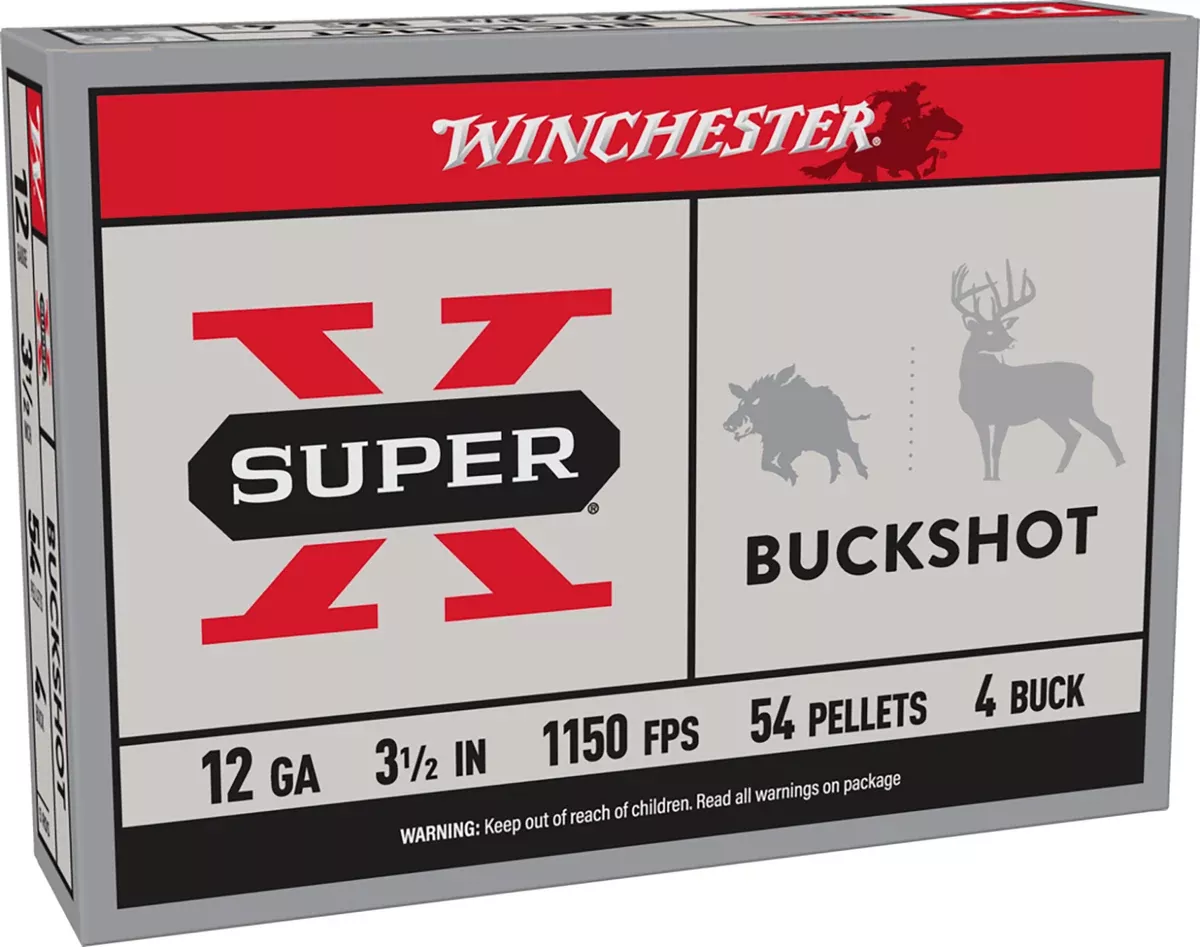 Winchester Ammo XB12L4 Super X12Gauge 3.50" 54Pellets 4Buck Shot 5 Per Box/50 Case