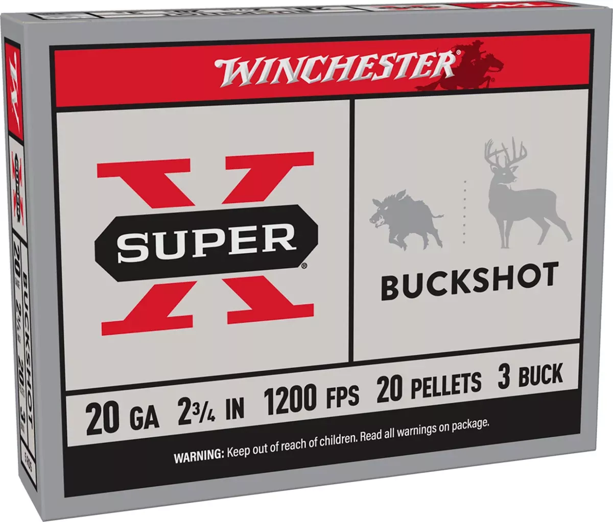 Winchester Ammo XB203 Super X20Gauge 2.75" 20Pellets 3Buck Shot 5 Per Box/50 Case