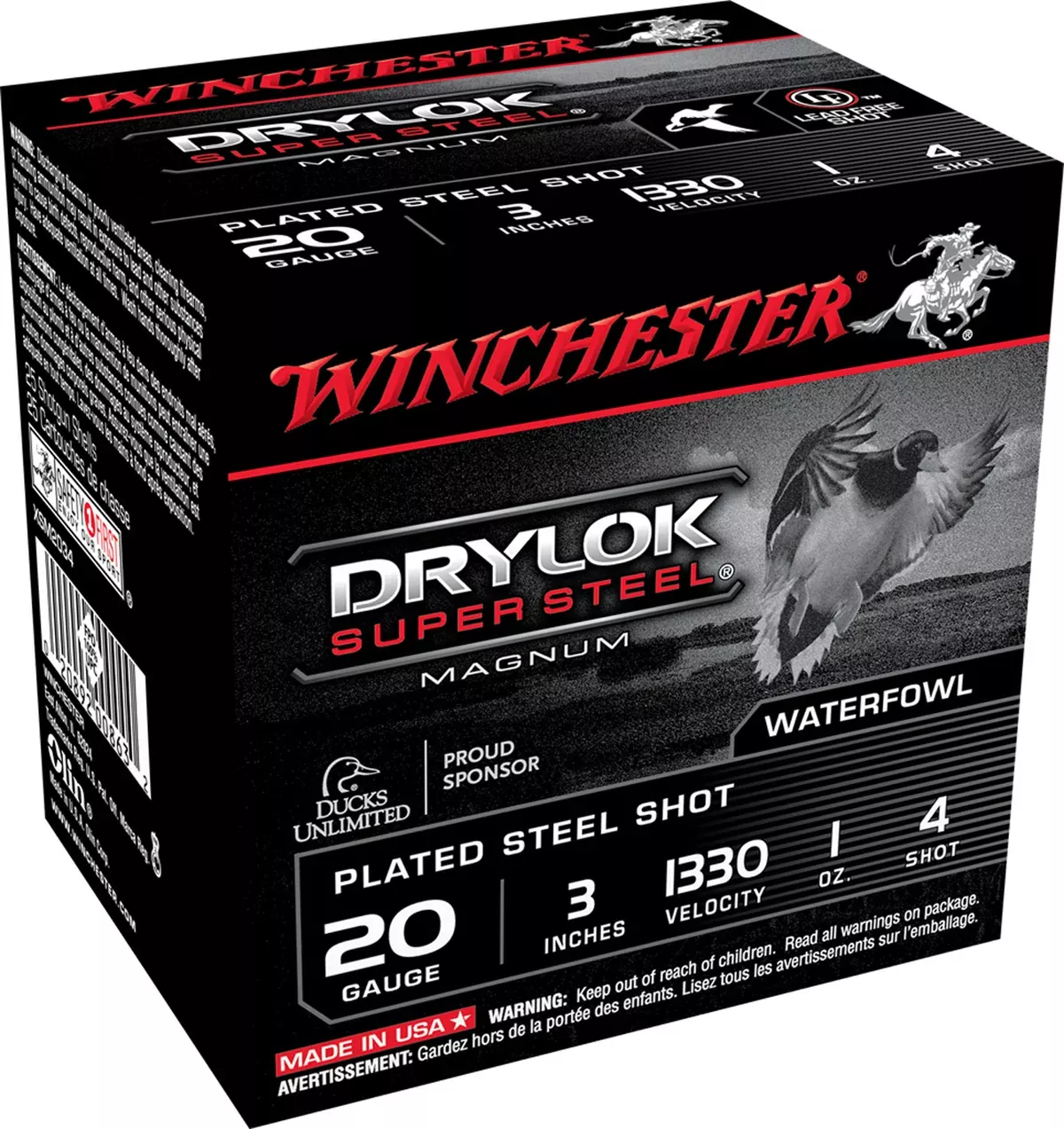 Winchester Ammo XSM2034 DryLock Super Magnum 20 Gauge 3" 1 oz 1330 fps 4 Shot 25 Bx/10 Cs