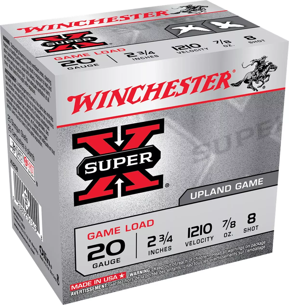 Winchester Ammo XU208 Super X Game Load 20Gauge 2.75" 7/8oz 8Shot 25 Per Box/10 Case