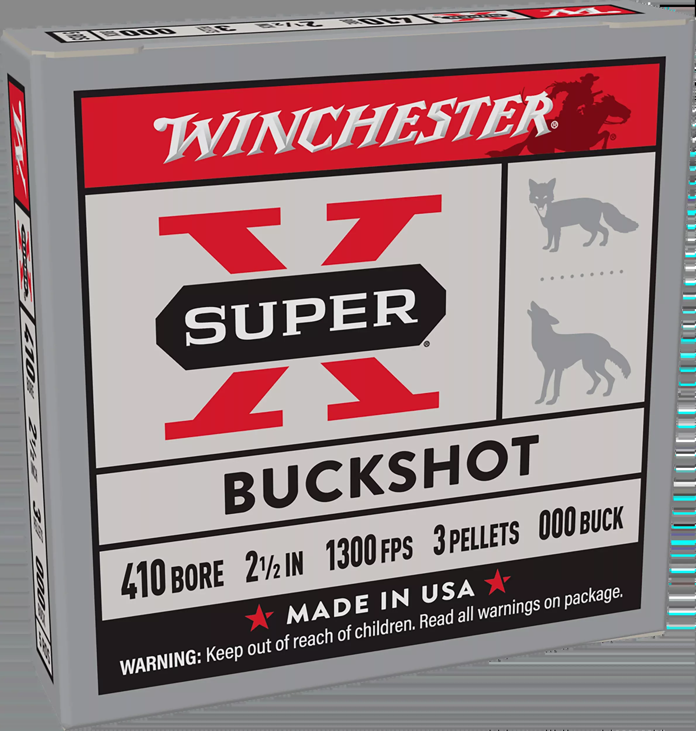 Winchester Super-X 410 Bore 2.5" 3-Pellet 000 Buckshot 5 Rd - Box or Case
