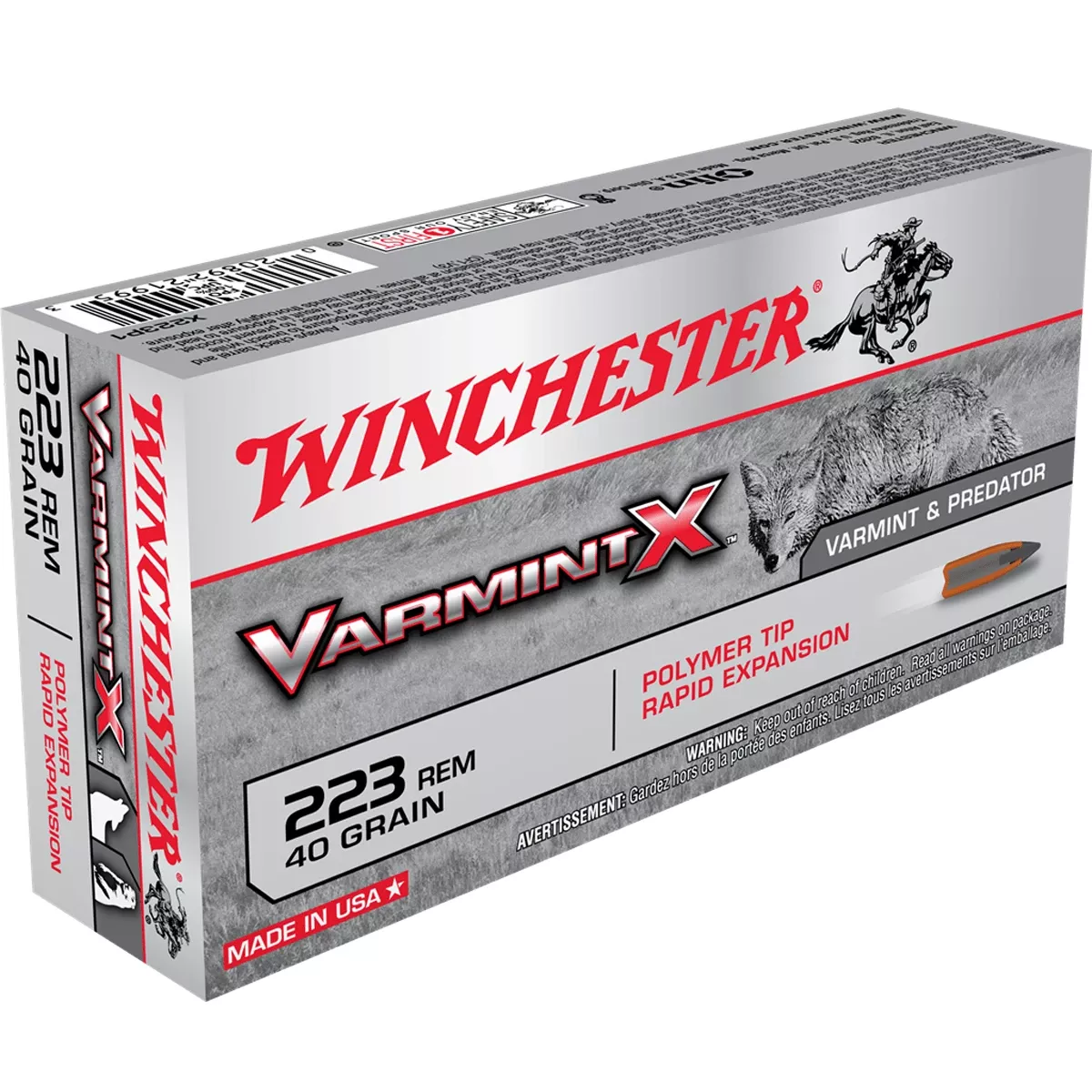 Winchester Varmint X 223 Rem 40 grPolymer Tip Rapid Expansion Rifle Ammo