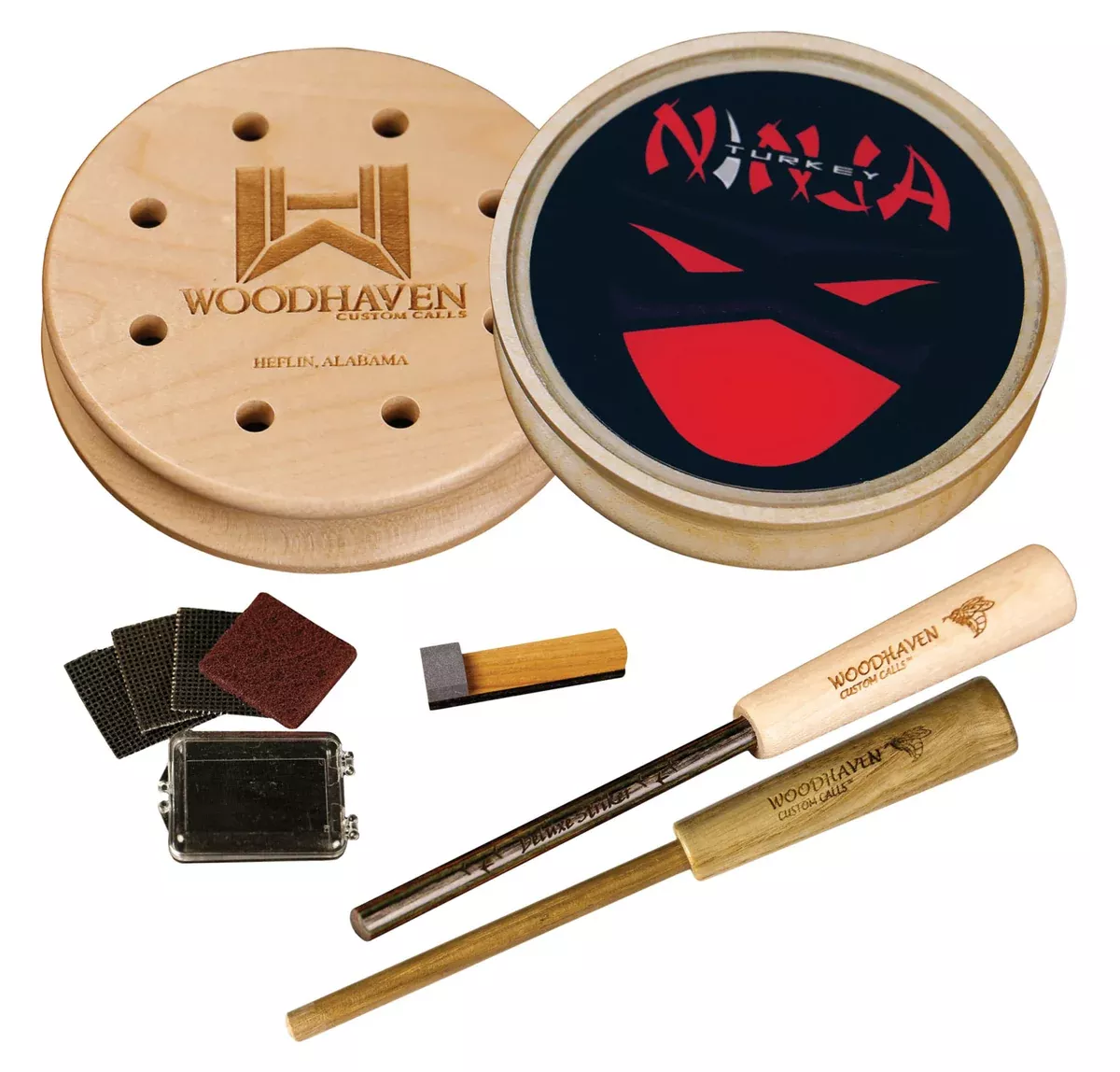 Woodhaven WH310 Red NinjaFriction Call Turkey Hen Sounds Attracts Turkeys Natural Glass/Wood