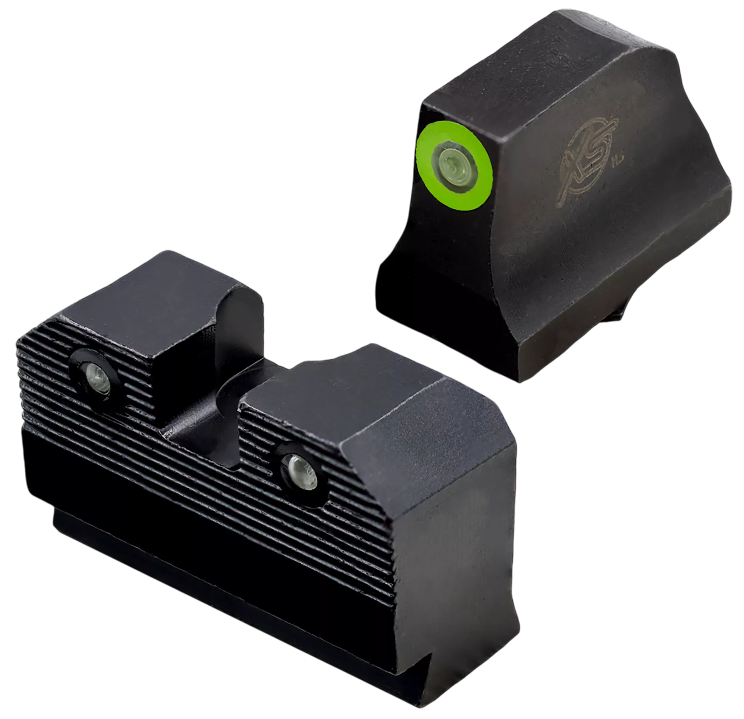 XS Sights GLR204P6G R3D 2.0 Night Sight Set Green Tritium Front/Black Oxide Frame, Compatible w/Glock