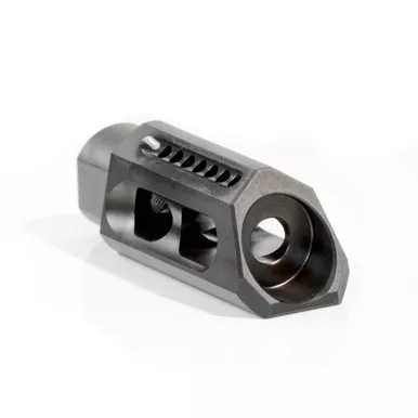 Yankee Hill Machine 9mm Slant Brake/Compensator - Muzzle Brake, 9mm, Black, 1/2-36, Fits AR-15