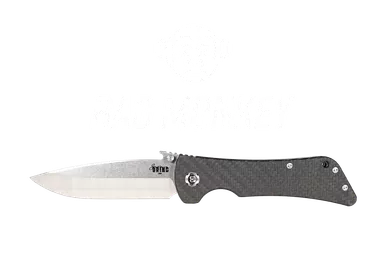 Zac Brown's Southern Grind Bad Monkey Folding Knife - 4.0" 14C28NDrop Point Blade, Black Carbon Fiber Handles